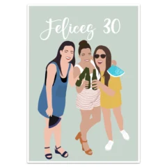 ilustraciones personalizadas para mejores amigas regalo compleaños