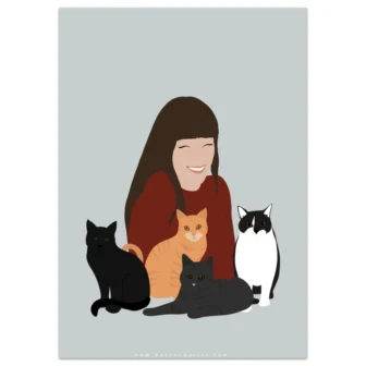 ilustracion personalizada de mascotas gatos