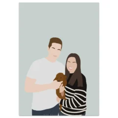 ilustracion personalizada pareja con mascota