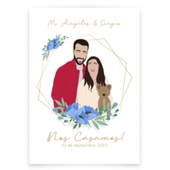 cara frontal invitacion de boda ilustracion