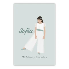 ilustracion personalizada de primera comunion chica