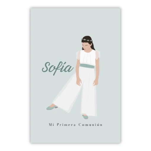 ilustracion personalizada de primera comunion chica